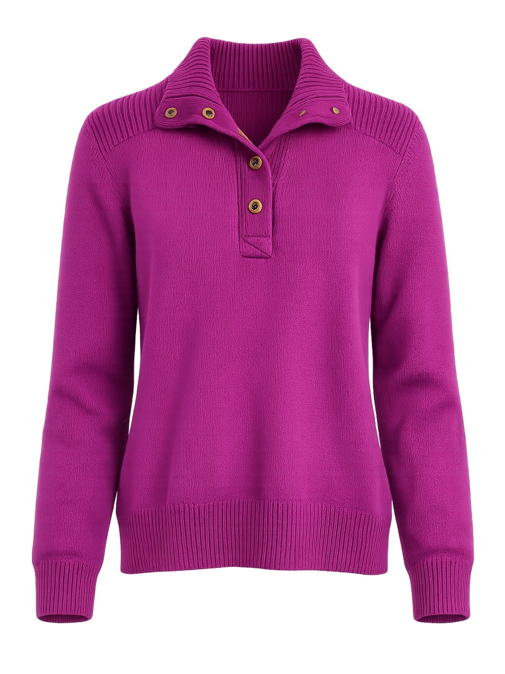 NWT Lauren Ralph Lauren Women’s Purple Cotton Button Mock Neck Sweater Size XL